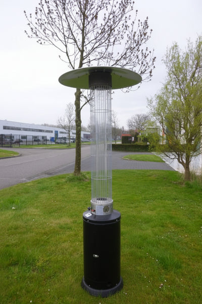 Patioheater met glazen vlambuis (tot 30 m²)